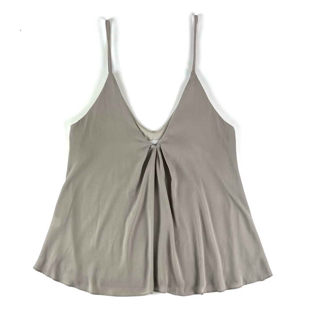 Signature Grey Satin Pleated Camisole Tank
